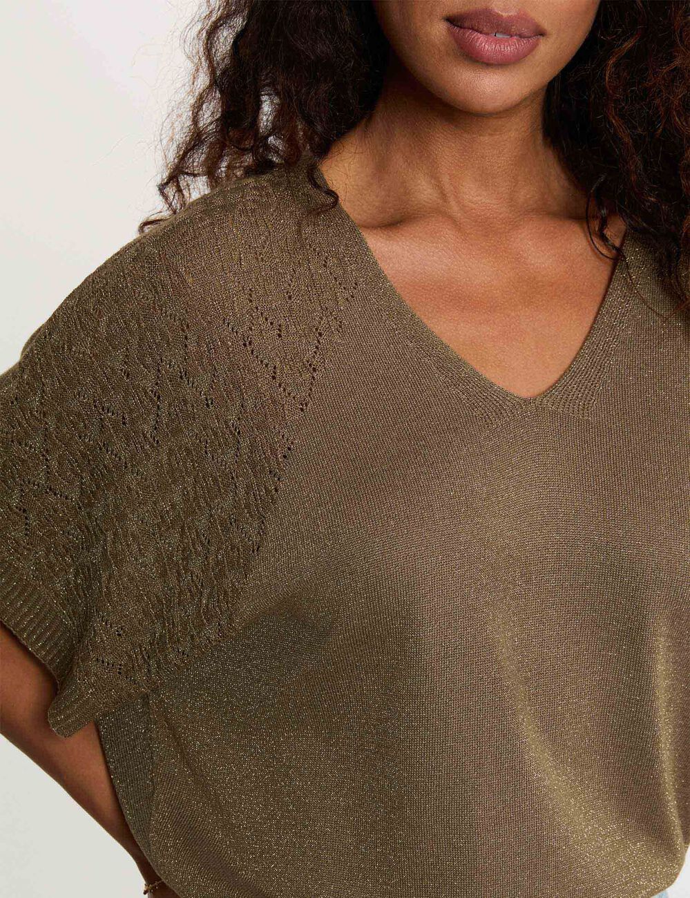 Oversized V-hals trui brons vrouw