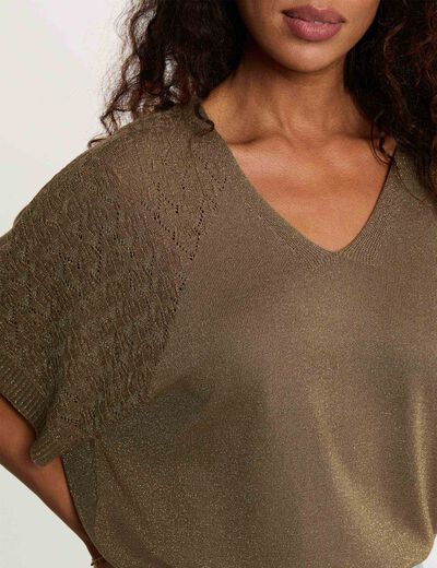 Oversized V-hals trui brons vrouw