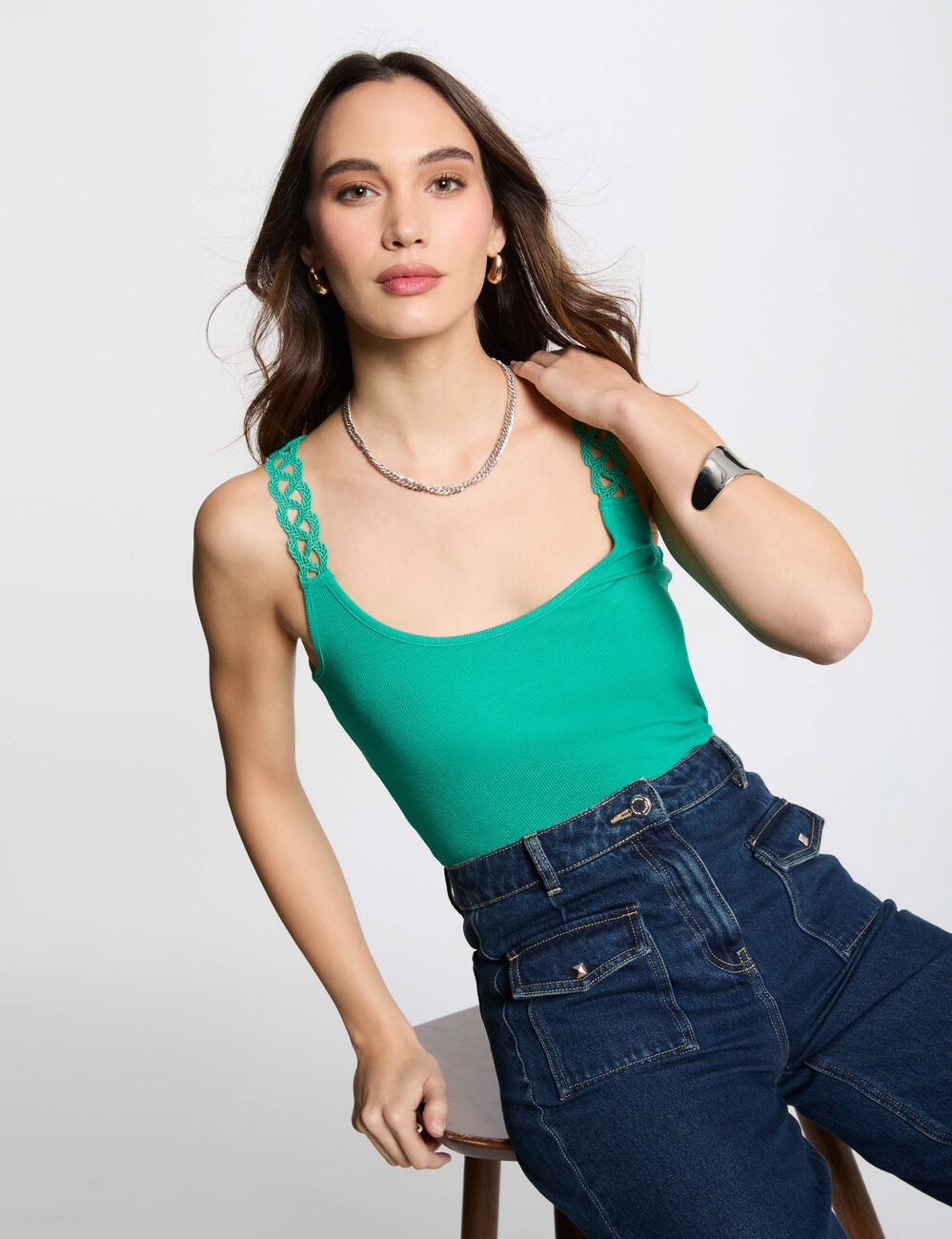 Mouwloos hemd emerald groen vrouw