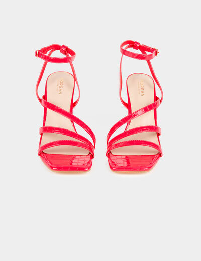 Gelakte sandalen met krokodillenhakken medium rood vrouw