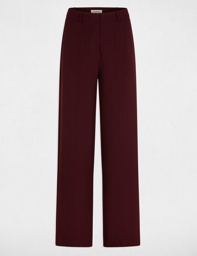Rechte broek met plooitjes pruim vrouw