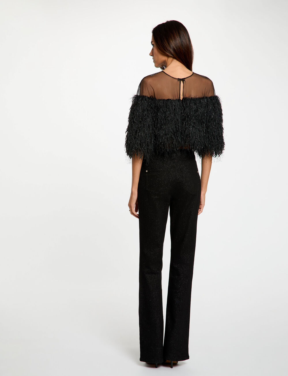 Blouse van imitatiebont zwart vrouw