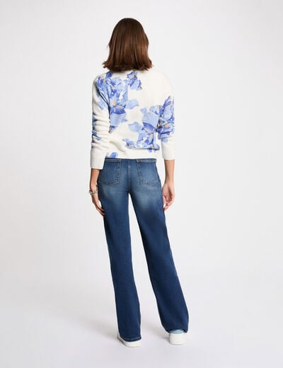 Pull imprimé floral bleu ciel femme