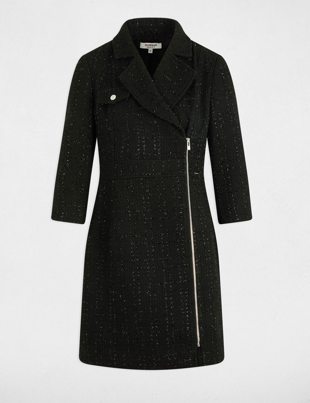 Korte tweed jurk zwart vrouw