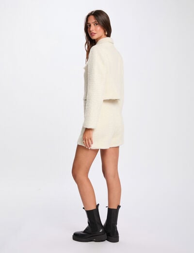 Veste ajustée cropped ivoire femme