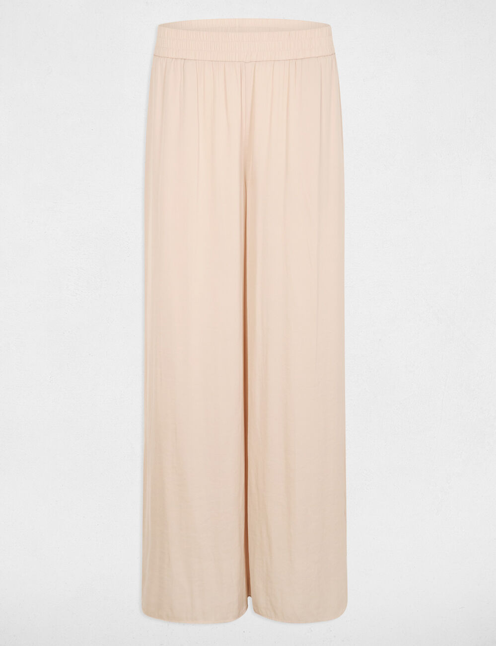 Pantalon large fluide beige clair femme