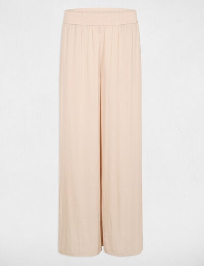 Pantalon large fluide beige clair femme
