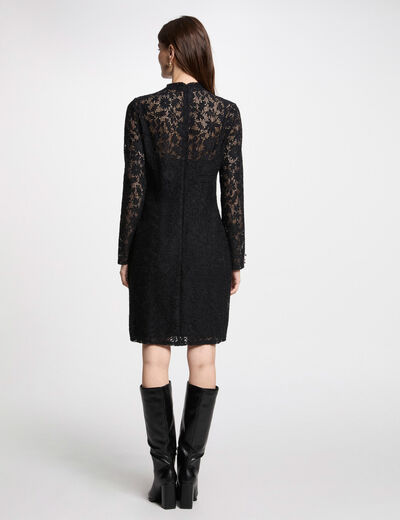 Robe courte moulante dentelle noir femme