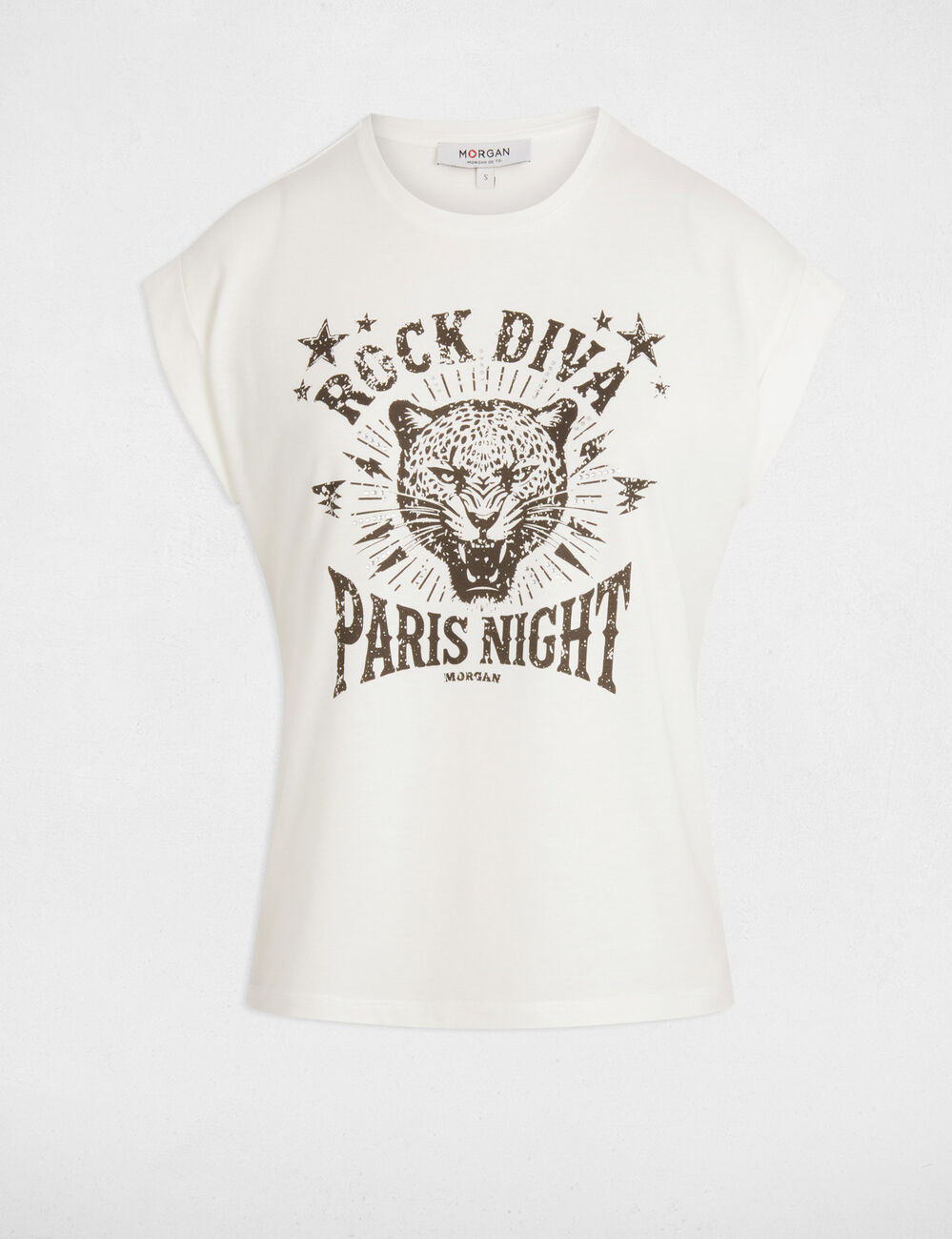 T-shirt met opschrift helder wit vrouw