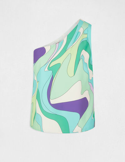 Blouse asymétrique imprimé abstrait multico femme