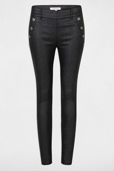 Glitter gecoate skinny broek zwart vrouw