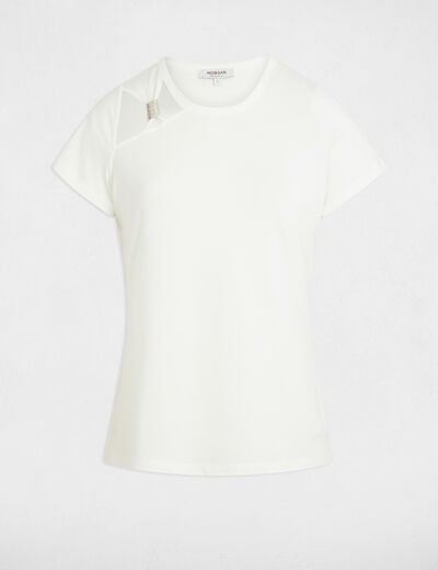 T-shirt met korte mouwen helder wit vrouw