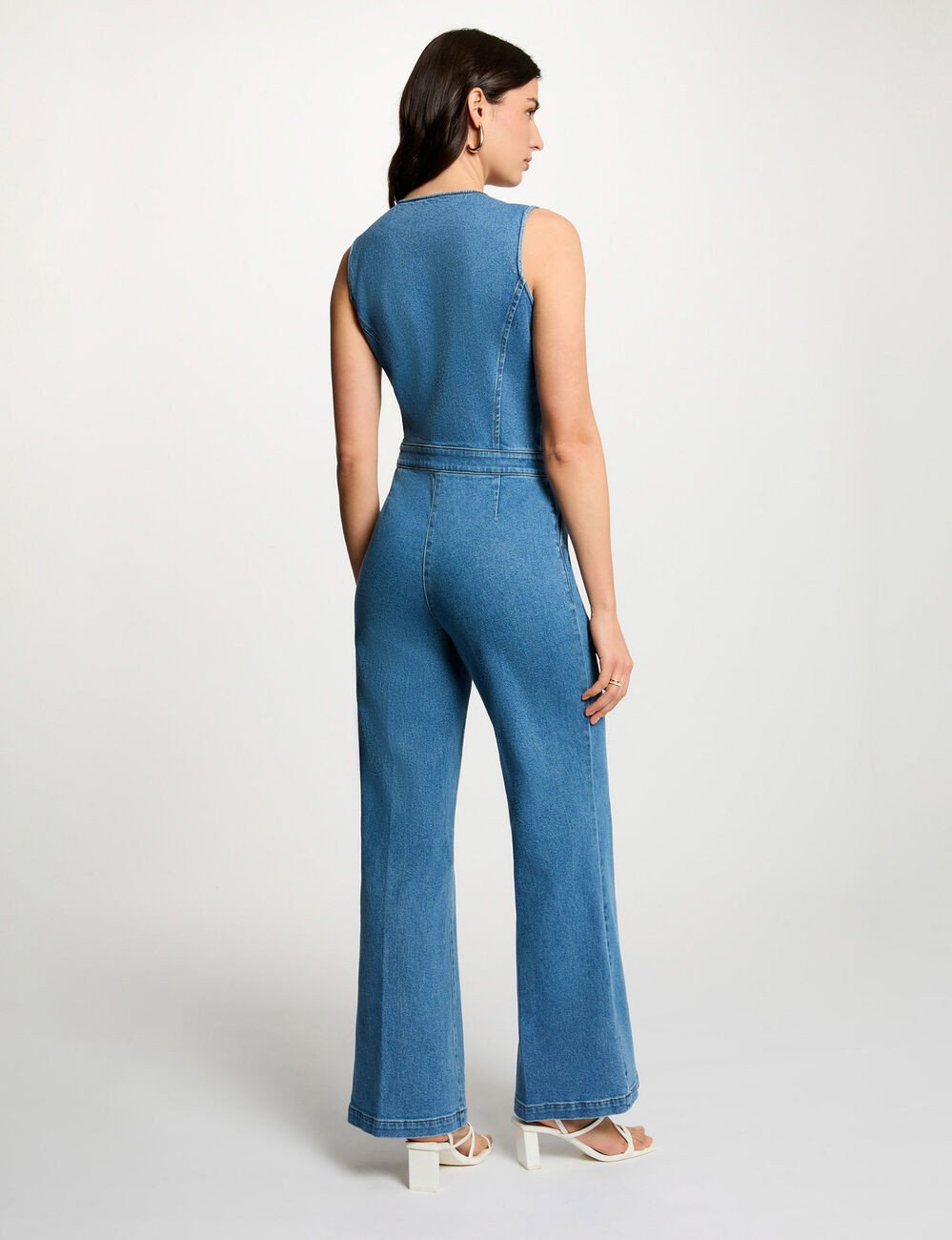 Combinaison ajust&eacute;e col v denim double stone femme