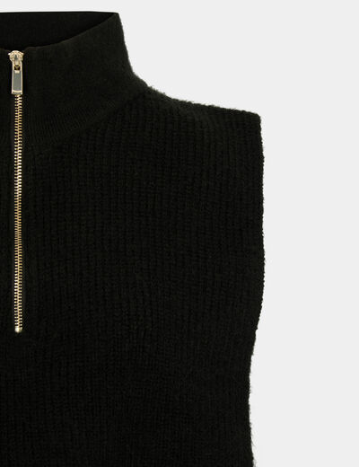 Poncho col zippé noir femme