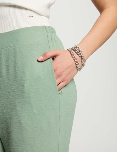 Pantalon large fluide vert clair femme