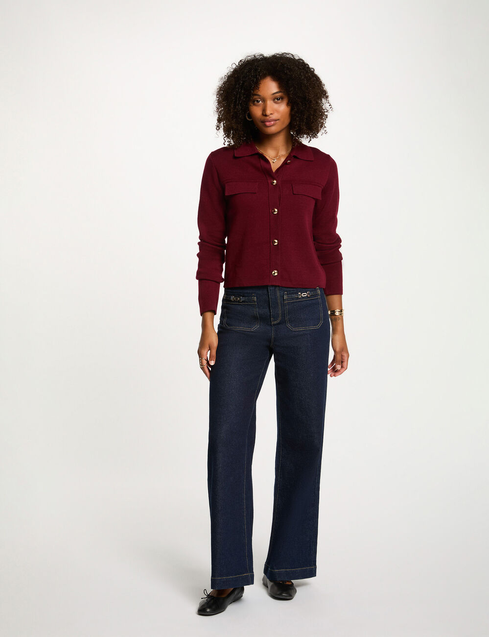 Vest met lange mouwen bordeaux vrouw