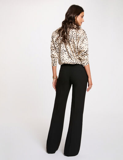 Bootcut broek met hoge taille zwart vrouw