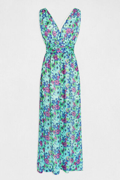 Lange jurk met bloemenprint meerkleurig vrouw