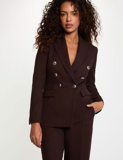 Mouwloze getailleerde blazer donker bruin vrouw