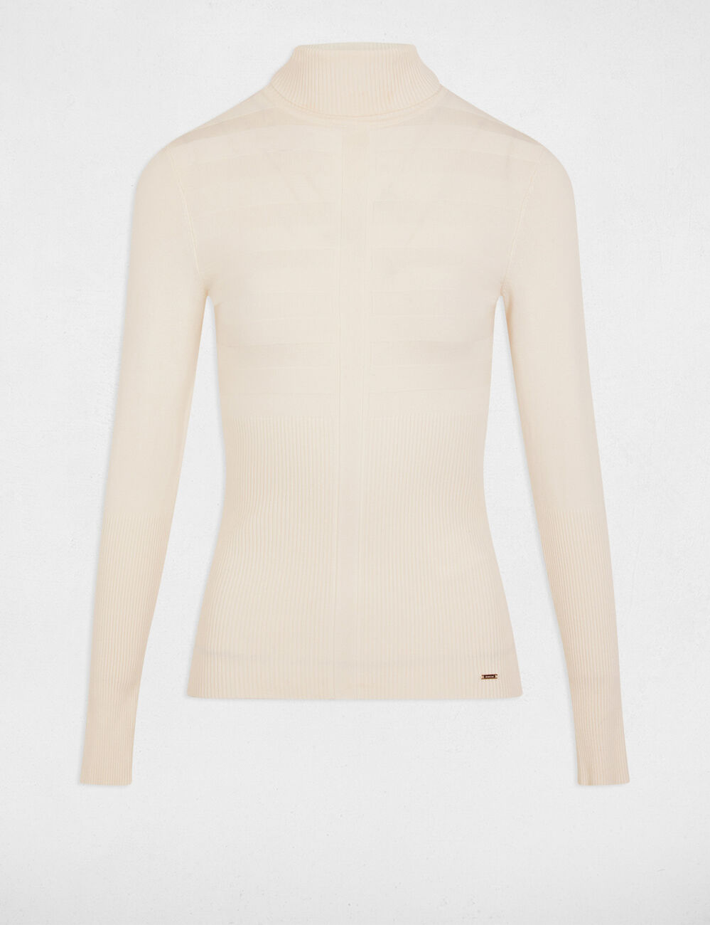 Pull col roulé ajusté ivoire femme