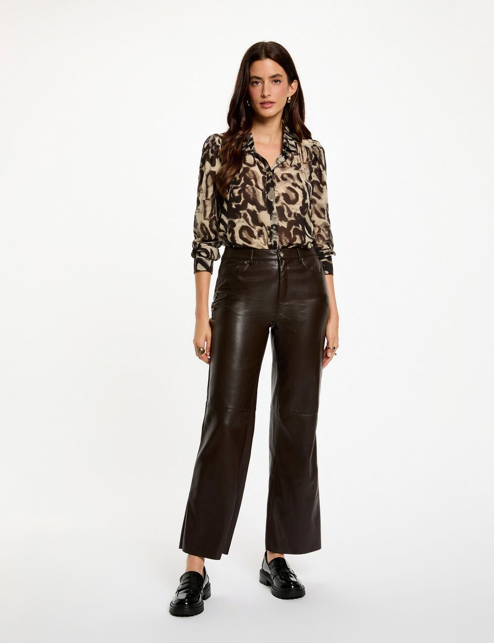 Chemise voile imprimée multicolore femme