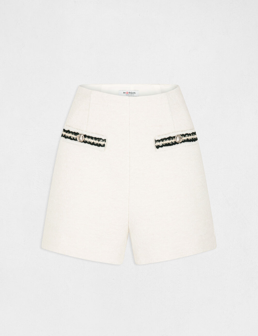Short droit taille haute ivoire femme
