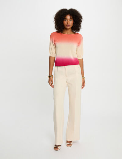 Pantalon large à pinces creme femme