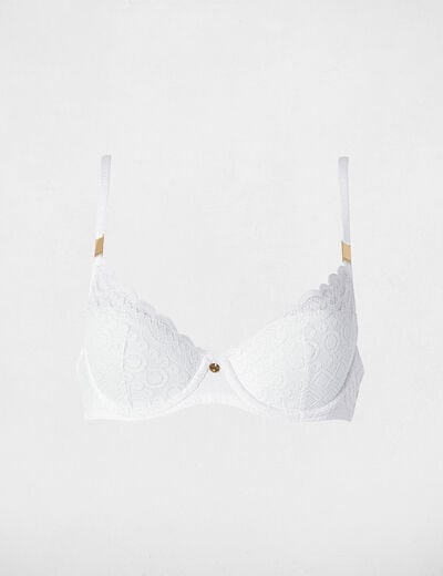 Soutien-gorge dentelle bretelles fines blanc femme