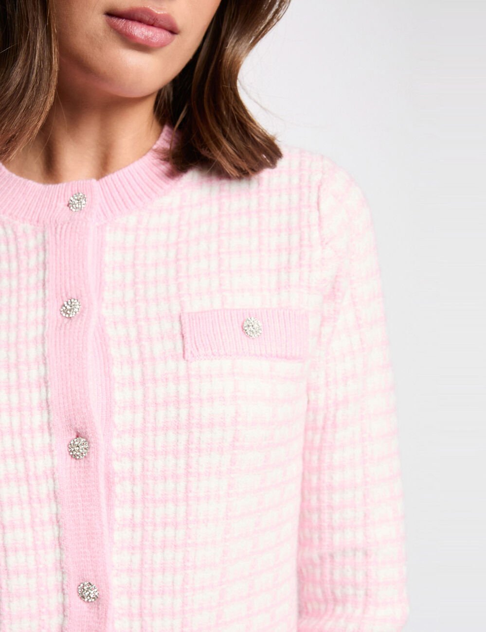 Getailleerd jacquardvest roze vrouw