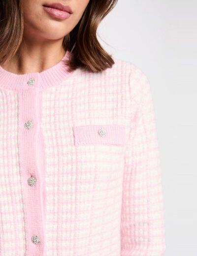 Getailleerd jacquardvest roze vrouw