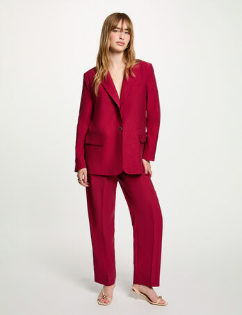 Pantalon taille haute bordeaux femme