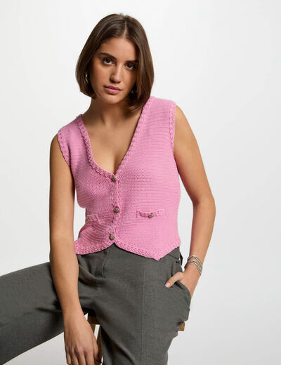 Gilet sans manches rose femme
