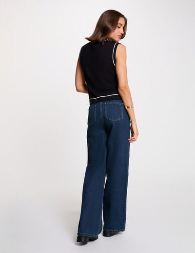 Mouwloze trui met V-hals marineblauw vrouw