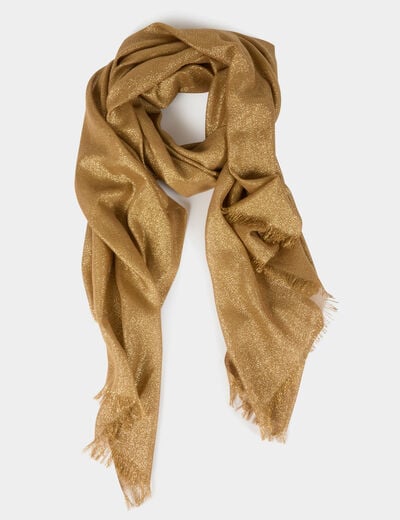 Foulard fils métallisés jaune moutarde femme