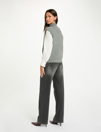Pull sans manches gris foncé femme