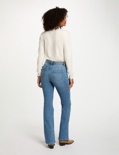 Pull col polo manches longues ivoire femme