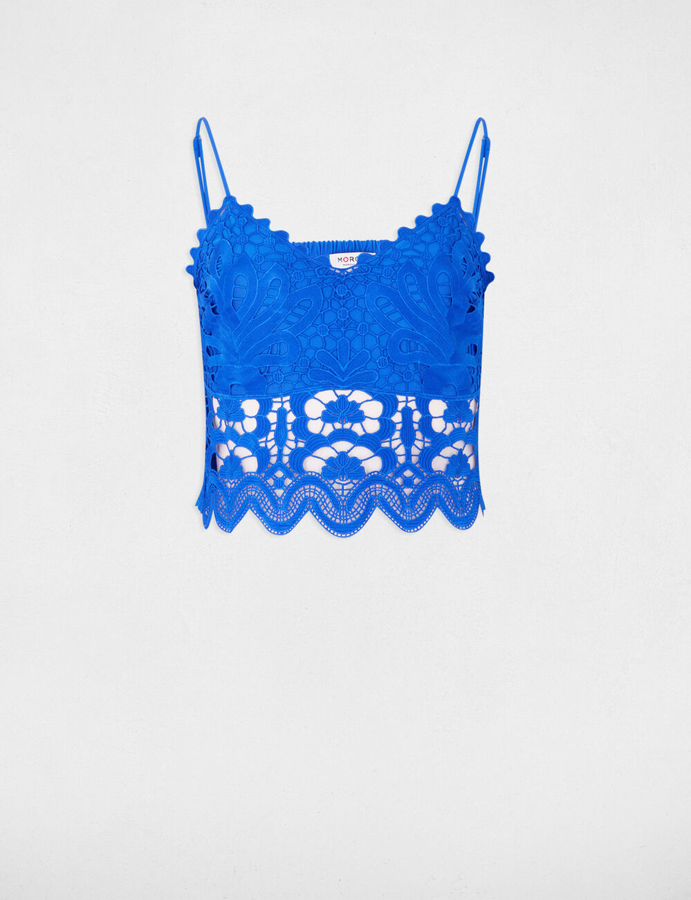Crop top bretelles fines bleu electrique femme