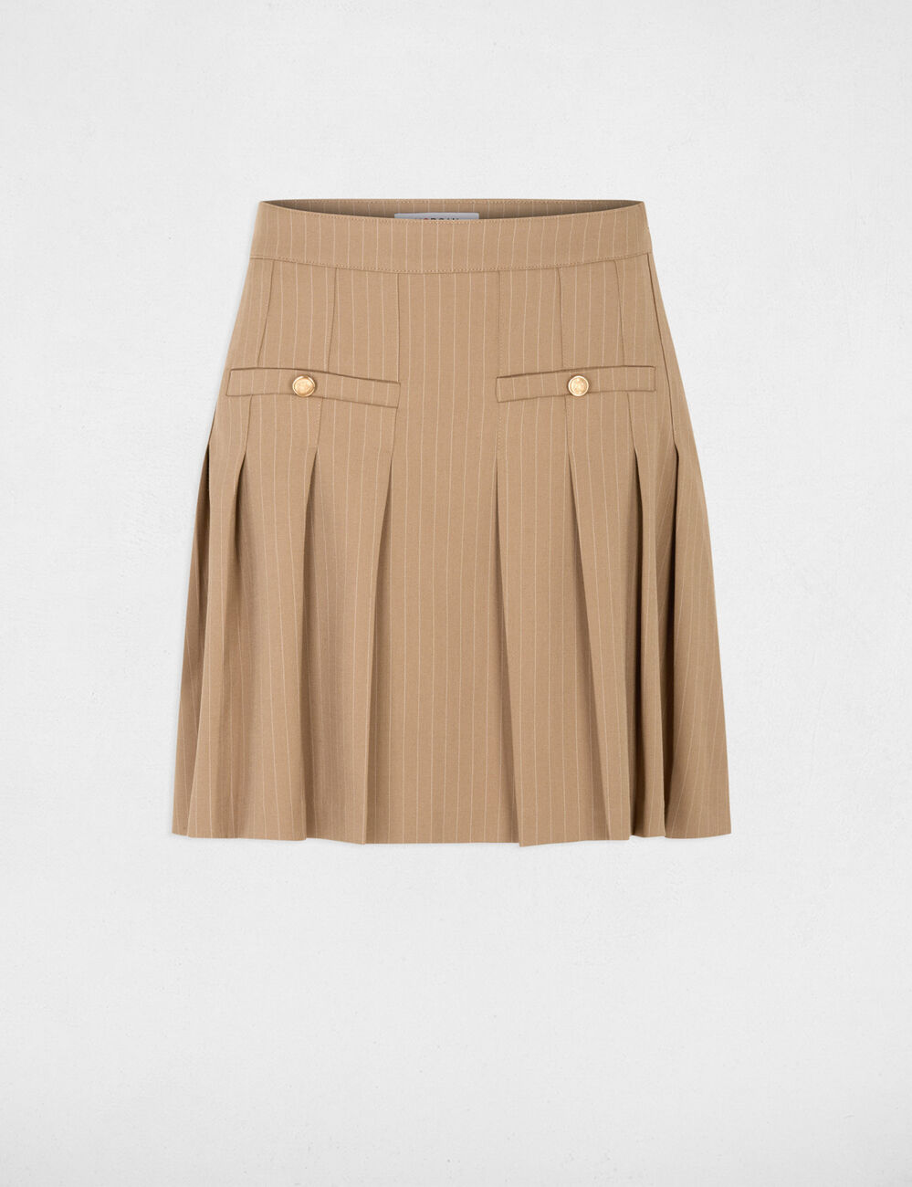 Korte geplooide rok taupe vrouw
