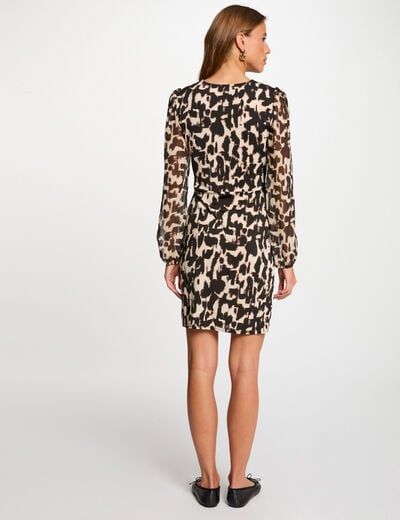 Robe courte ajustée imprimée multicolore femme