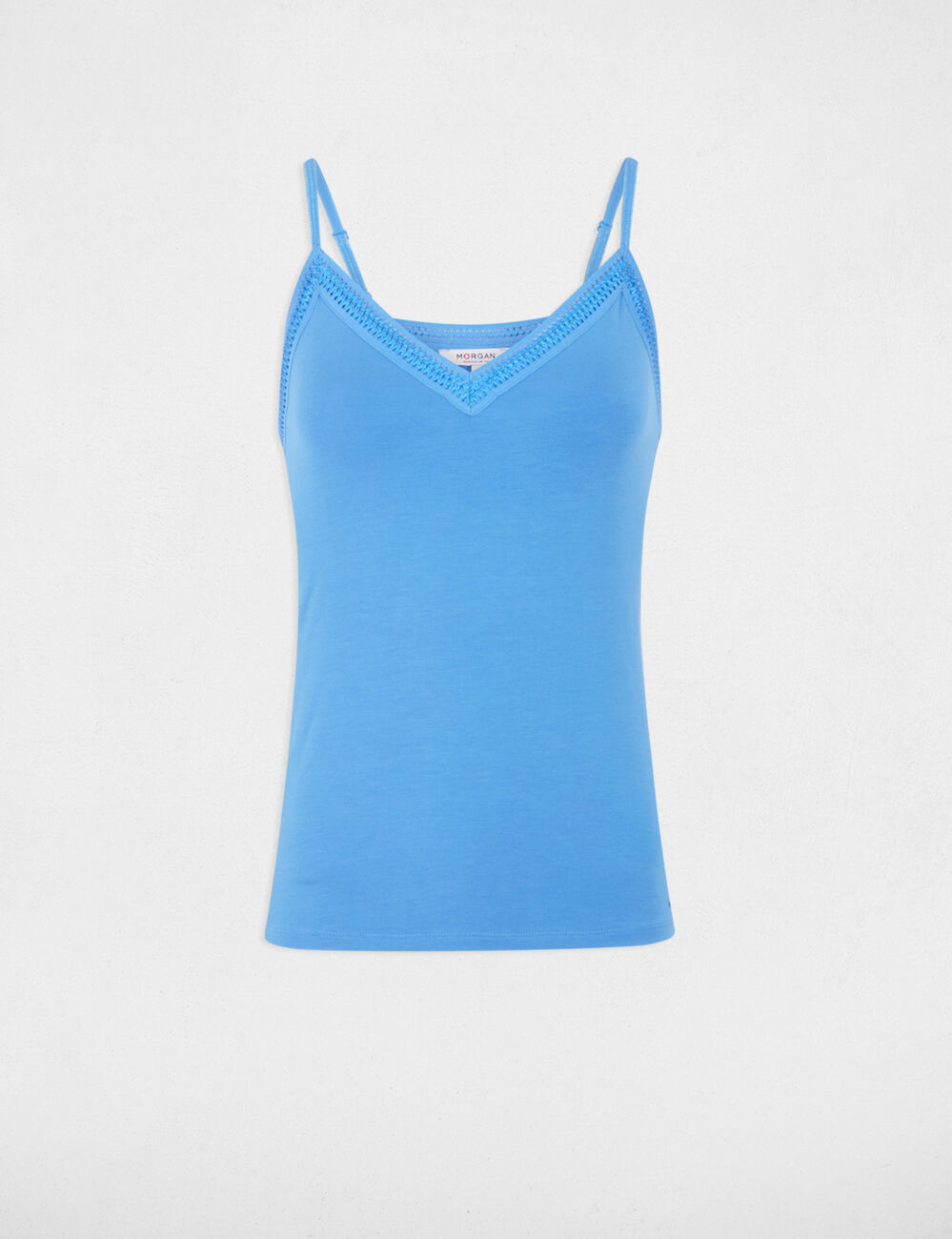 Tanktop met dunne bandjes kant bleu vrouw
