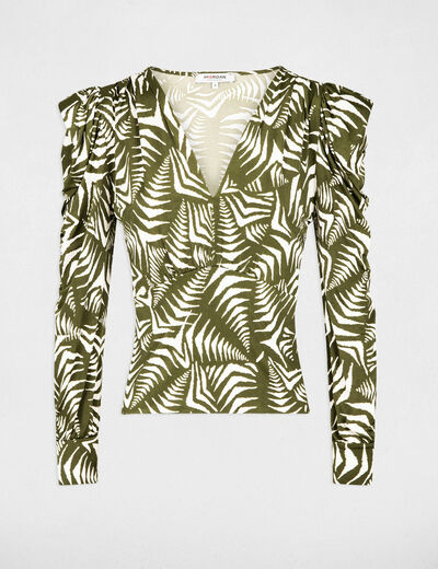 T-shirt plantenprint meerkleurig vrouw