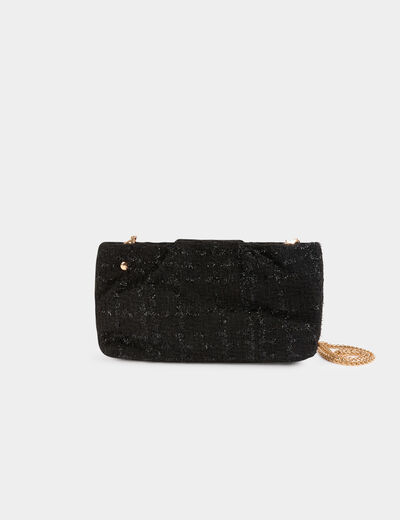 Sac bandoulière tweed noir femme