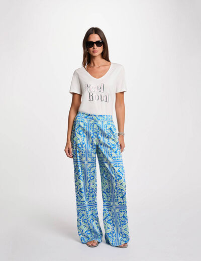 Wijde broek met print meerkleurig vrouw