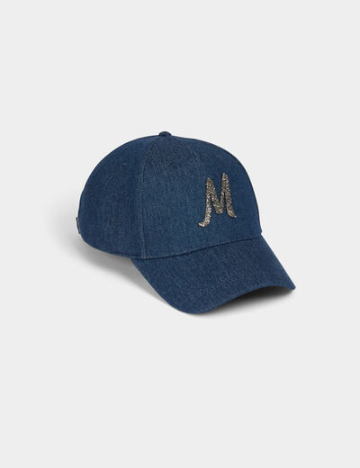 Casquette en jean M strass denim stone femme