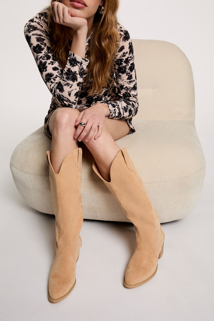 Westernlaars su&egrave;dine beige vrouw