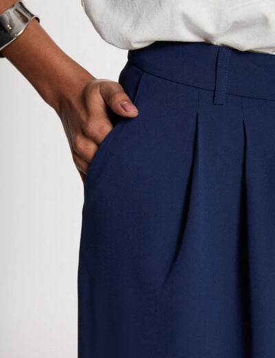 Pantalon large fluide bleu marine femme