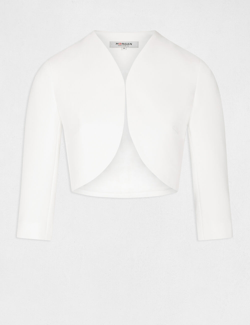 Veste droite manches 3/4 ivoire femme