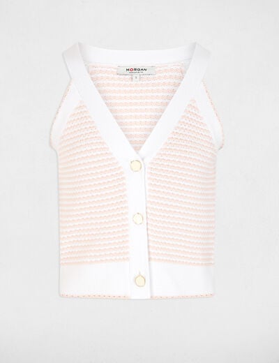 Getailleerd mouwloos vest pastelroze vrouw