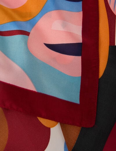 Foulard satin&eacute; imprim&eacute; multicolore femme