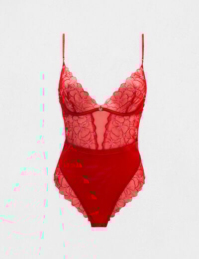 Body en dentelle rouge femme